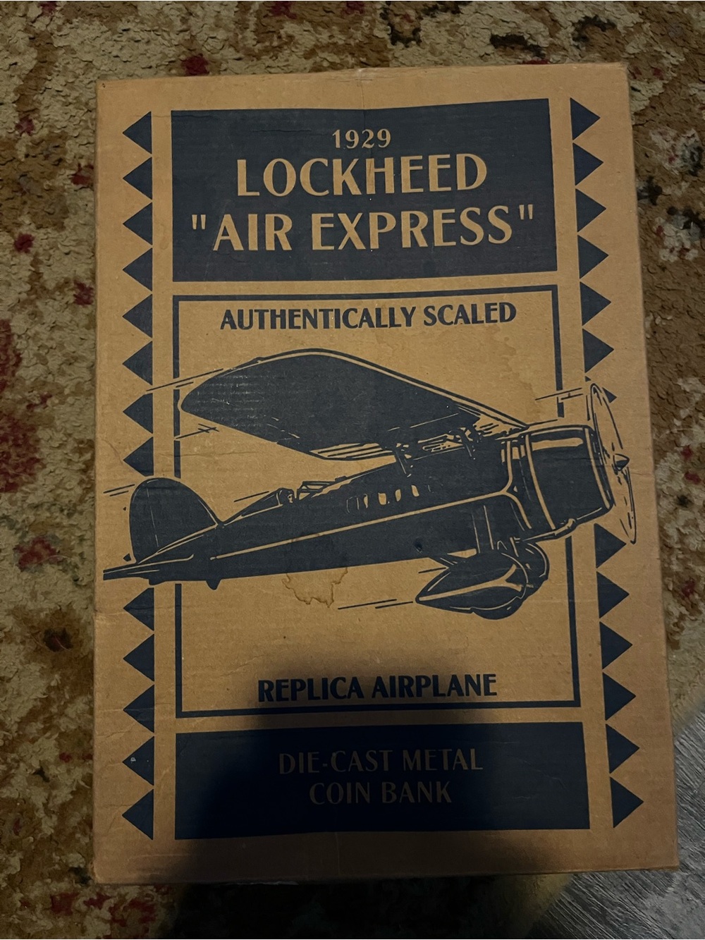 Vintage 1929 Lockheed Air Express Die-Cast Metal Coin Bank Top Mechanics NIB